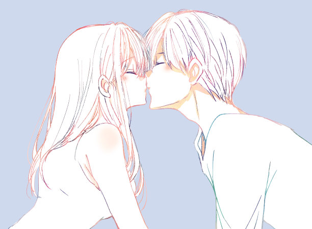 画出要接吻的男人和女人图片下载