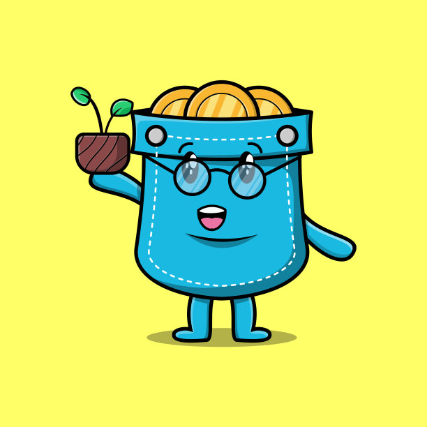 可爱的卡通口袋里的花盆图片下载