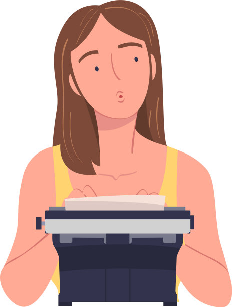 女作家性格在打字机写书图片下载