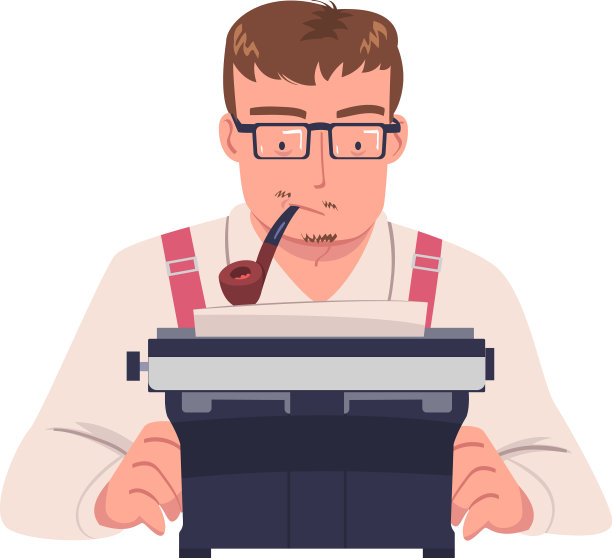 在打字机上抽烟的男人是个作家图片下载