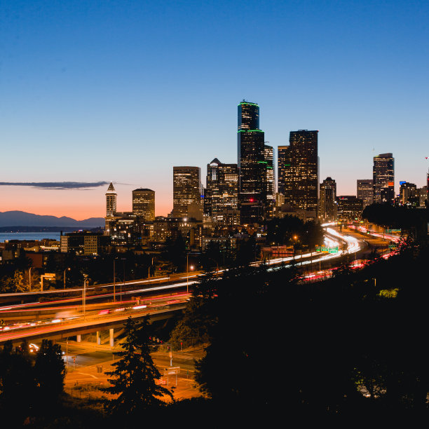 西雅图市中心华盛顿城市天际线图片下载