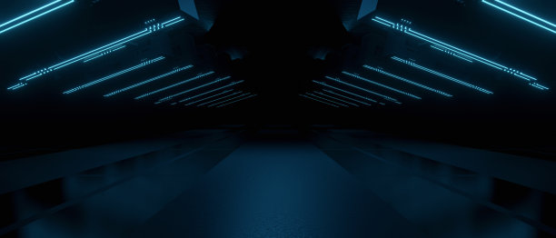 抽象数字发光激光光束走廊走廊复古黑暗空裙俱乐部聚会黑色技术背景壁纸3D插图图片下载