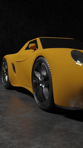 一辆黑色的亮黄色跑车图片下载