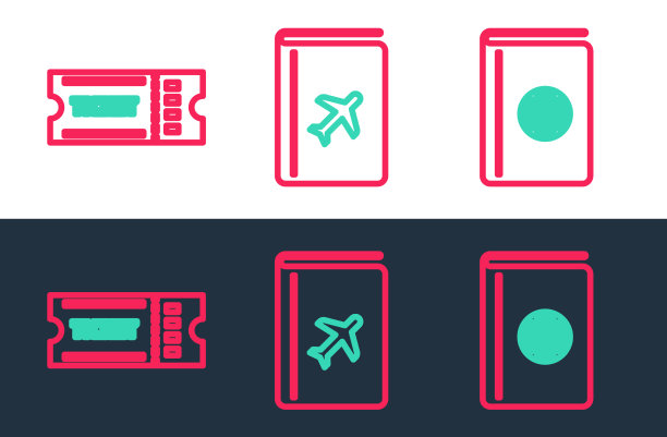 设置行封面书旅游指南门票和图标图片下载