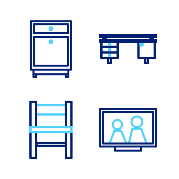 在桌椅办公室上设置线条相框图片下载