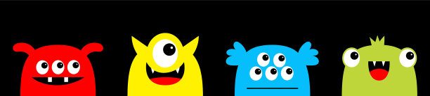 万圣节快乐怪物图标行集卡哇伊可爱图片下载