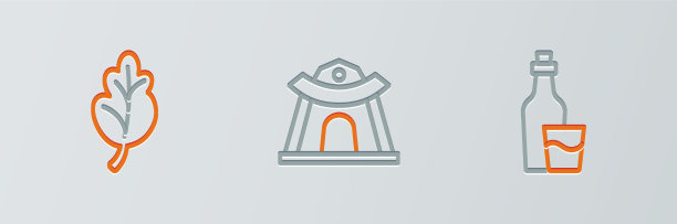 设置线烧酒瓶泡菜和韩国寺庙图片下载