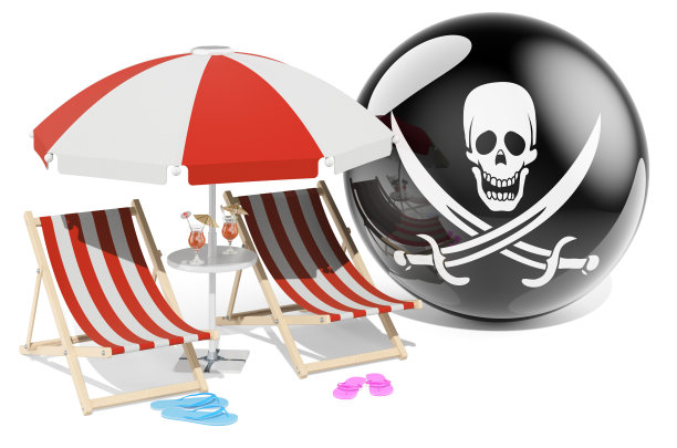 海盗度假，旅游，旅游套餐的概念。三维渲染图片下载