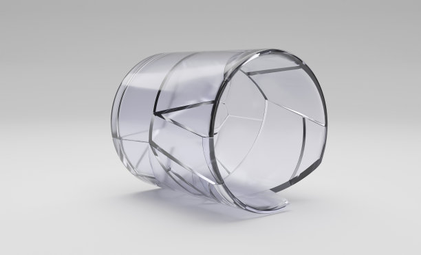 白色背景上打碎的饮水杯。三维渲染图片下载