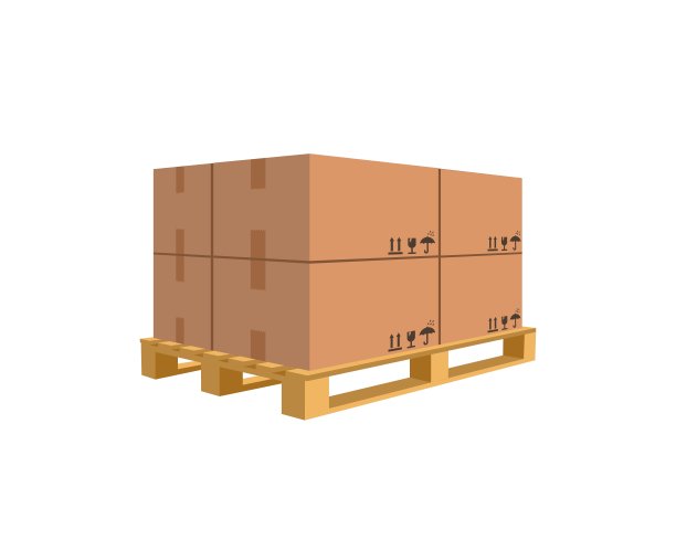 木箱上的货物，等距平面矢量插图孤立在白色背景。图片下载