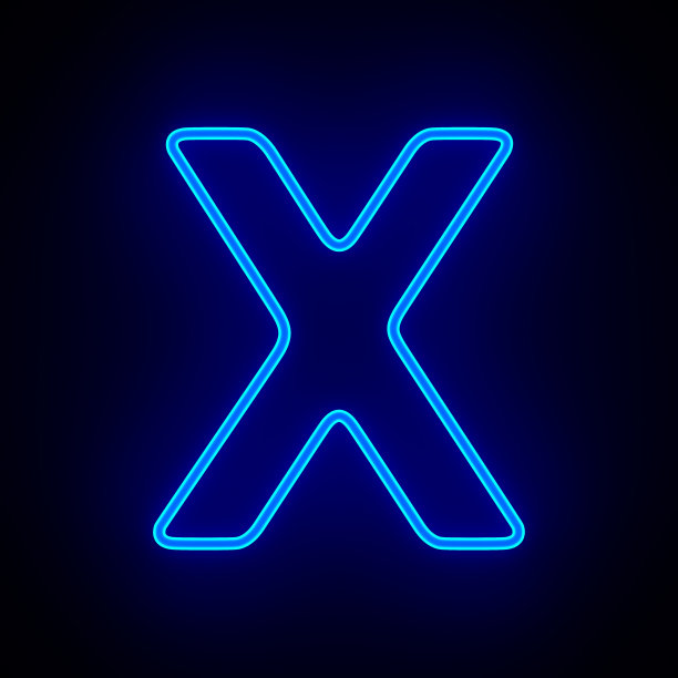 字符X在黑暗的背景。三维演示图片下载