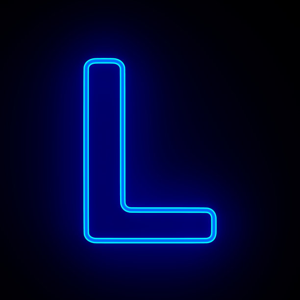 字符L在黑暗的背景。三维演示图片下载