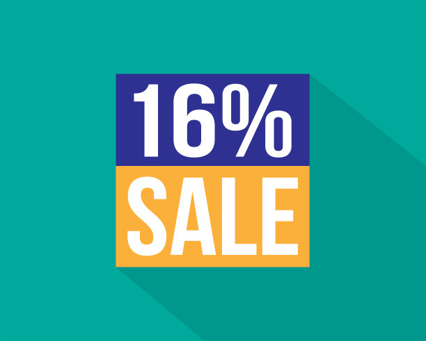 打16%。蓝色和橙色横幅的折扣和促销。设计网页和网上销售。图片下载