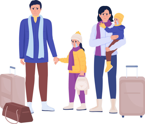 家人在火车站等待撤离图片下载