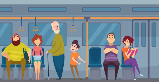 有礼貌的孩子让位给老人帮忙图片下载