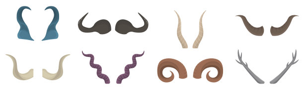 一套有角的动物或魔鬼魔鬼撒旦图片下载