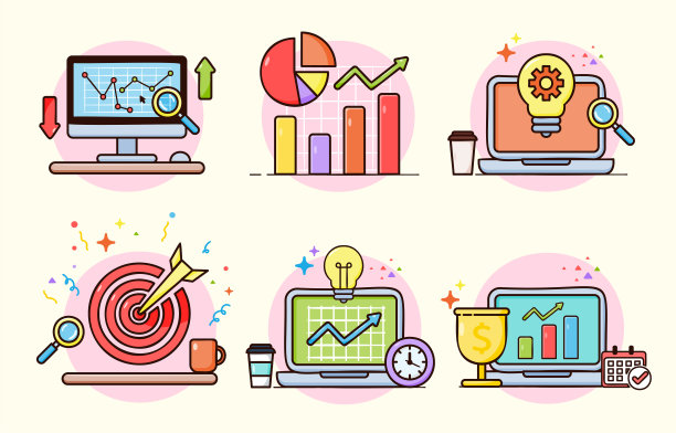 漫画风格的金融投资和成长业务集合图片下载