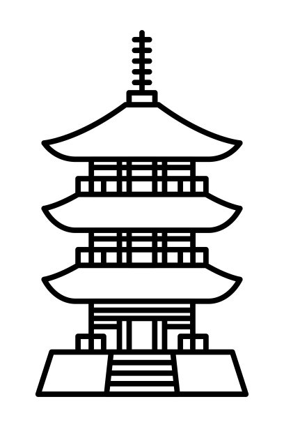 三层宝塔孤立矢量插图。图片下载