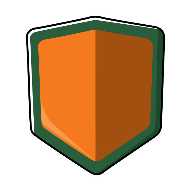 绿色和橙色安全盾图标矢量插图孤立在白色背景。平面设计图片下载