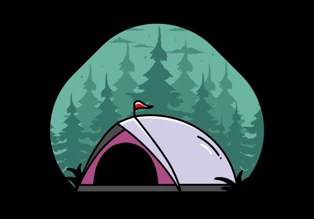 圆顶帐篷露营插图徽章设计图片下载