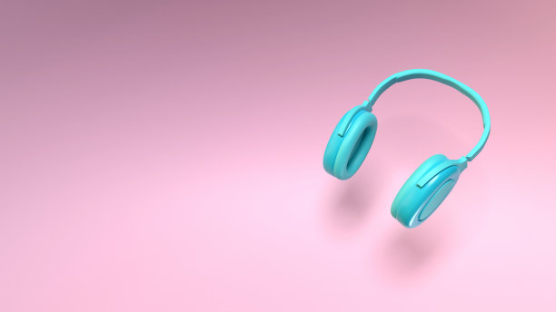 回到学校和生活理念与无线耳机在粉红珊瑚背景图片下载