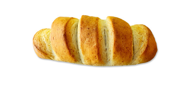 新鲜出炉的小麦粉面包，白底外面包皮酥脆图片下载