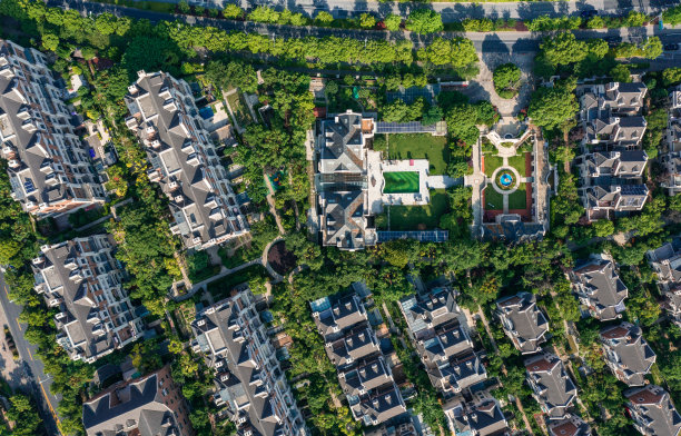 鸟瞰上海现代住宅区，中国图片下载