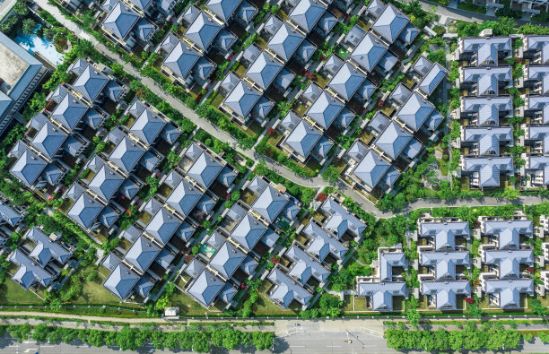 鸟瞰上海现代住宅区，中国图片下载