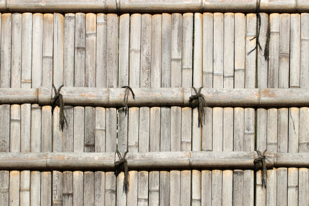 日本房子传统方式风格的外观，竹篾栅栏纹理摄影。图片下载