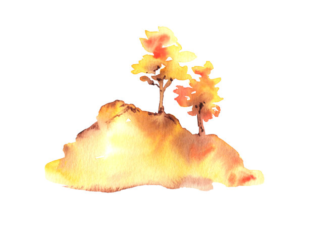水彩秋季森林景观图片下载