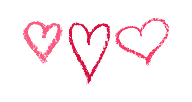 用口红和铅笔画的红心图片下载