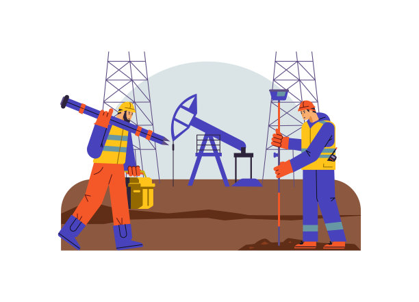 测量师或大地测量师在石油钻井平台平坦的现场图片下载