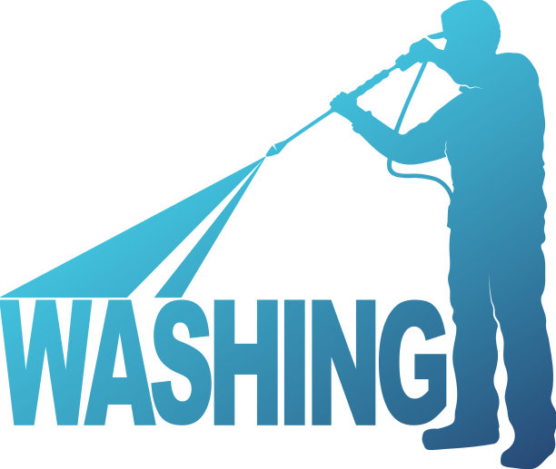 用于清洁行业的工人洗衣机剪影图片下载