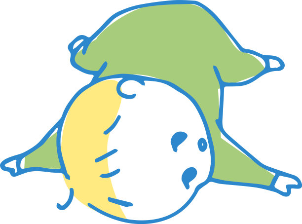 一个婴儿脸朝下躺着的插图图片下载