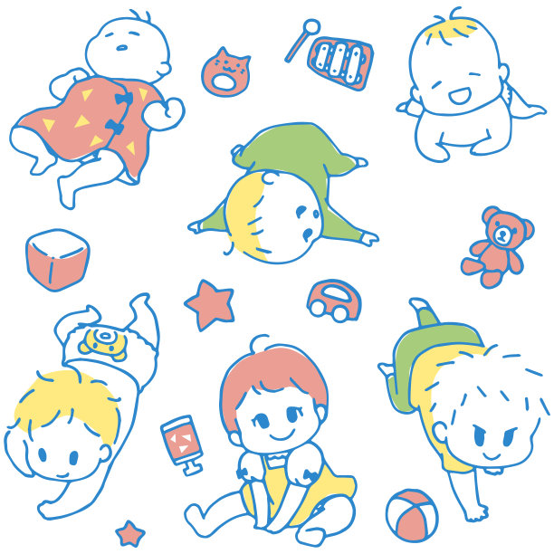 插图一套婴儿从瞌睡阶段爬行图片下载