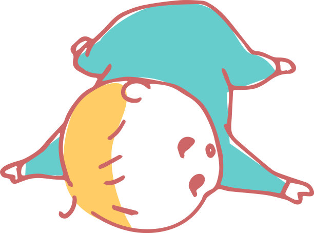 一个婴儿脸朝下躺着的插图图片下载