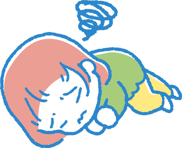 一个女孩疲惫地躺在地上的插图图片下载