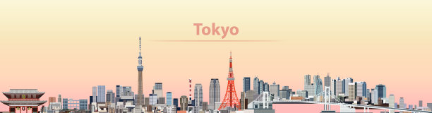 日出时分的东京城市天际线图片下载