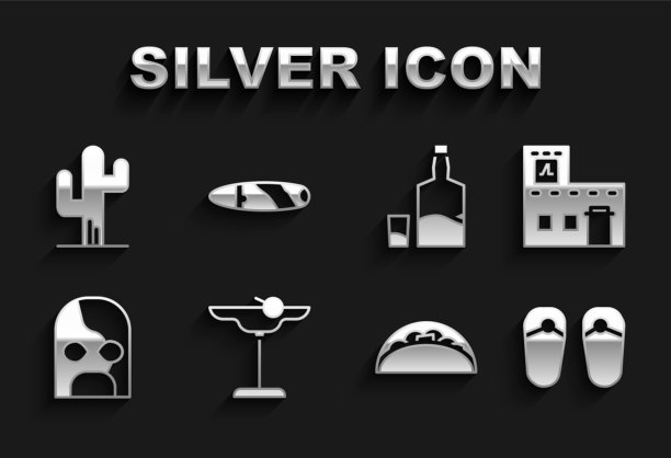 设置玛格丽塔鸡尾酒墨西哥房子人字拖图片下载