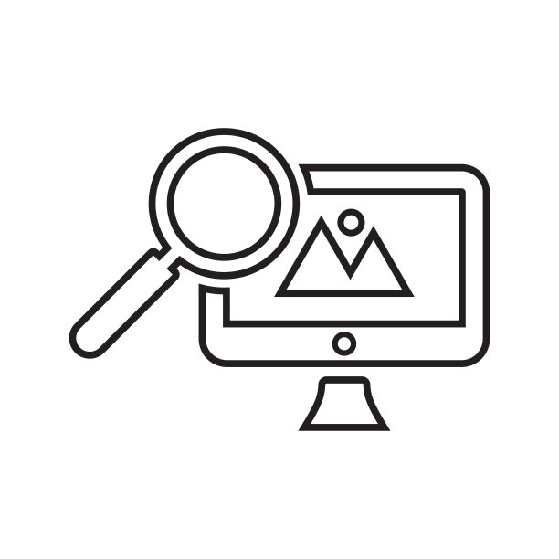 图像搜索大纲图标。艺术线条矢量。图片下载