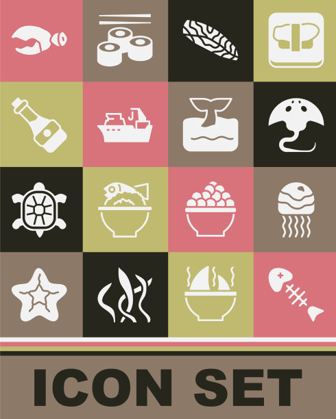 设置鱼骨架水母黄貂鱼牛排图片下载