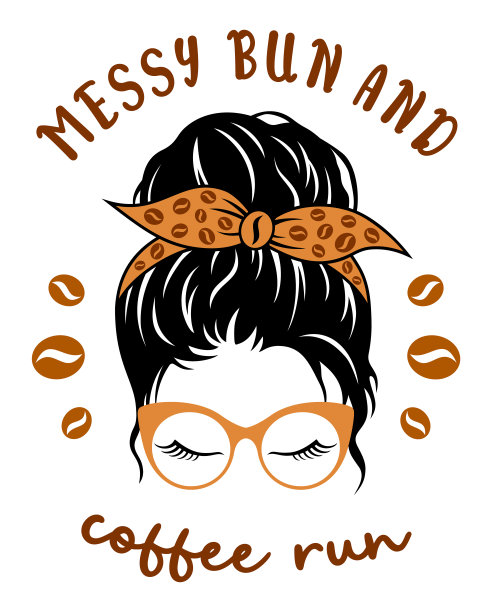 咖啡妈妈有趣的插画，咖啡豆，眼镜和手帕。图片下载