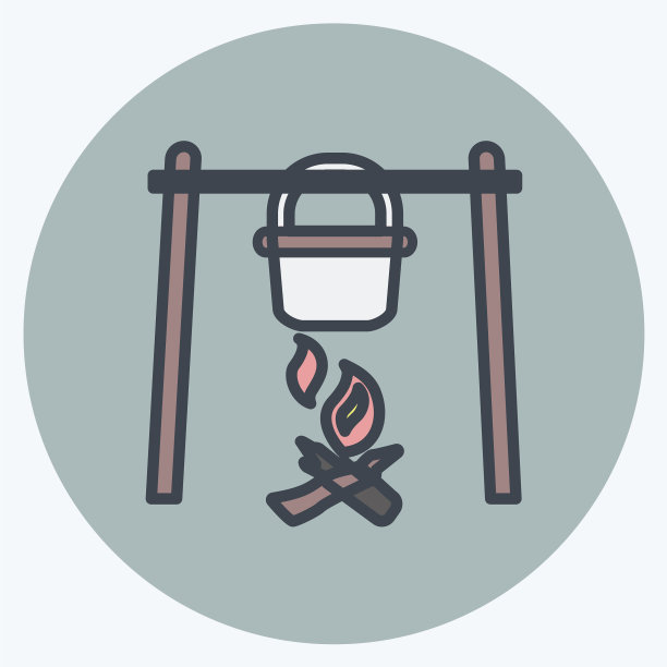 图标露营火，适合作为狂野西部的象征图片下载