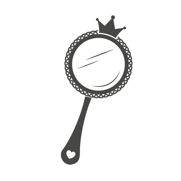 复古公主手镜在皇家风格的白色背景。复古框架设计与皇冠为女婴生日和派对。向量轮廓。图片下载