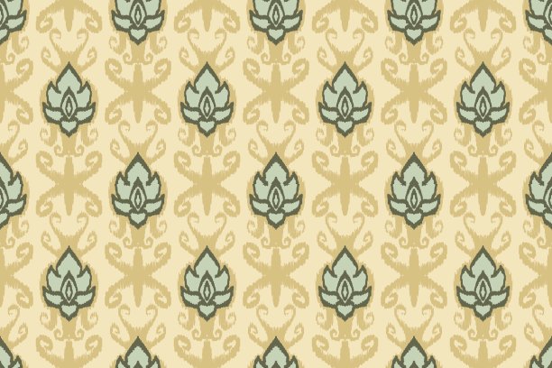 插图，伊卡特印花纺织品图案墙纸图片下载