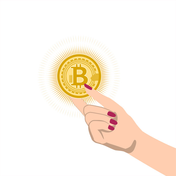 特写女子手握黄金比特币(BTC)硬币。图片下载