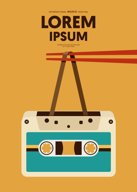 音乐海报设计模板背景紧凑卡带复古复古风格图片下载