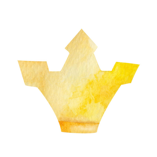为女王和国王手绘金色王冠的水彩插图。王子和公主的皇家珠宝头饰。君主政体的象征。孤立的剪贴画元素明信片，名片图片下载