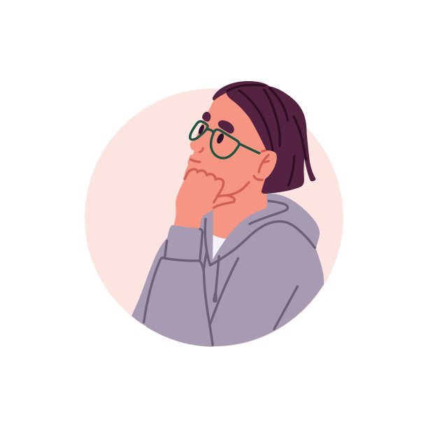 有思想的人戴着眼镜，用户化身在圈子里。人类的思维,在做梦。戴眼镜的聪明性格的思想家的侧面画像。平面图形矢量插图孤立在白色背景图片下载