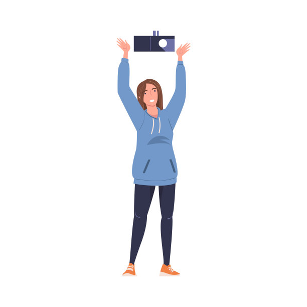 女性角色工作照明与灯矢量插图图片下载